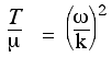 T/mu=omega^2/k^2