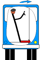 sketch of people falling in a bus -- end view