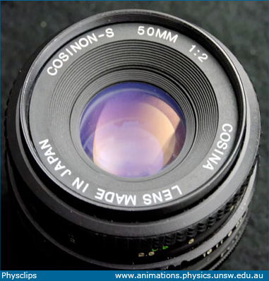 photo of a camera lens with a non-reflective coating